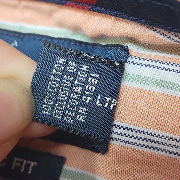 Ralph Lauren Classic Fit Men's Peach Stripped Button Up Shirt Sz XL - Picture 6 of 6